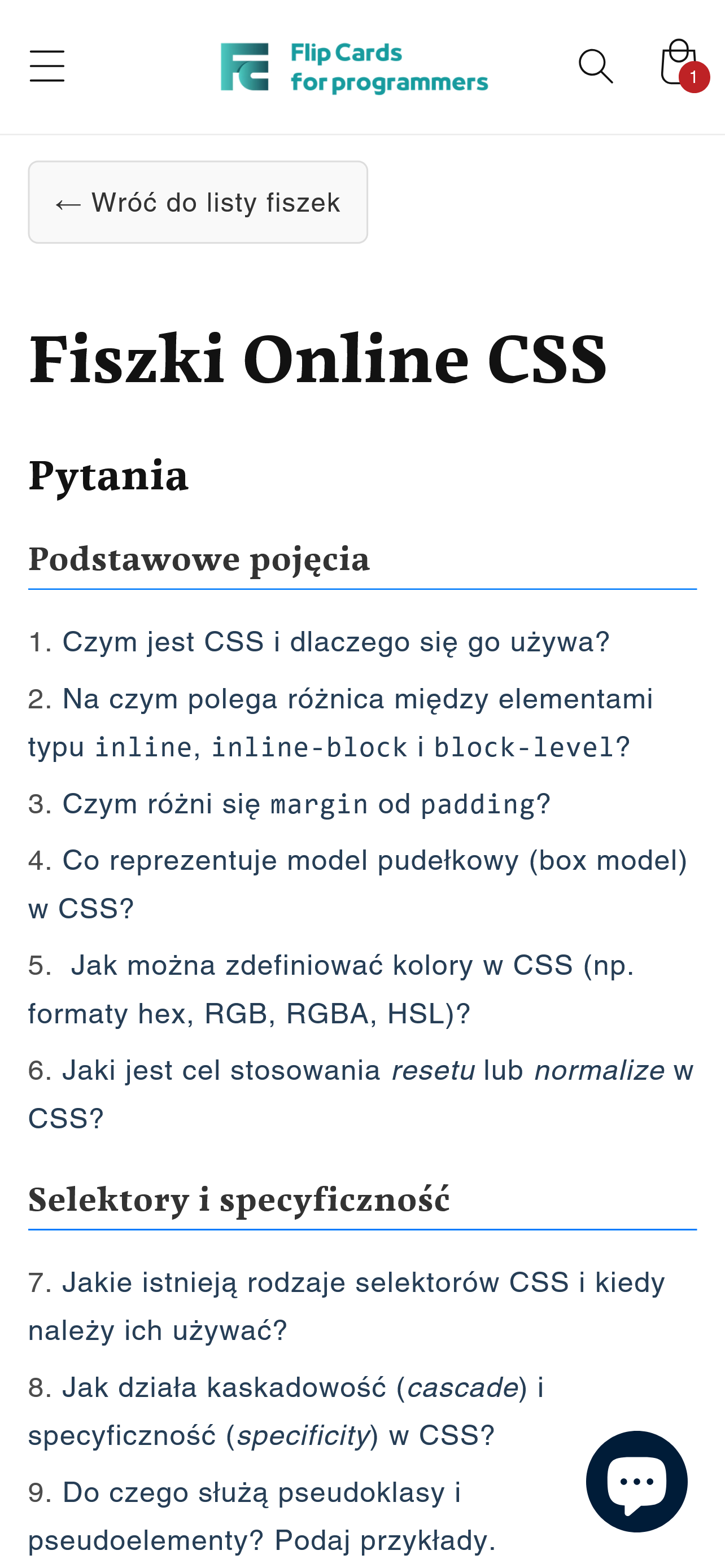 Fiszki CSS