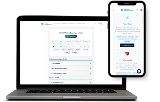 Podgląd Fiszek Online na laptopie i telefonie